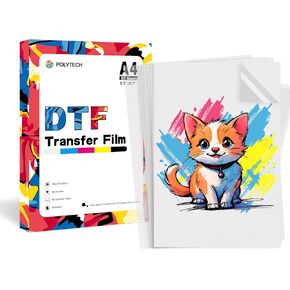 Polytech DTF Transfer Film-A3 ، 60 ورقة ، 11x17 '' ، ورق حرارة الأليف ، ورقة نقل الحرارة الساخنة غير اللامعة ، مباشرة إلى فيلم Epson Printer ET-8550 ، ET8500 ، XP15000 ، L1800 ، لنقل تي شيرت DIY in Kuwait