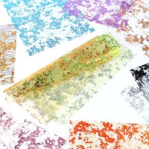 A5 & A4 Size Colorful Foil Textured Fabric Art Paper Scrapbooking Decorative, 20 Sheets Sparkle Metallic Lace Mesh for Crafts, Junk Journaling Supplies, Card Making, Collage