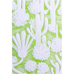 Briartw 3D Embossing Folder for Card Making,6.3x4.5inch Succulent Plants Cactus Clear Plastic Texture Fades Embossing Folder Template for Scrapbooking Cardstock Album DIY Decoration Paper Crafting