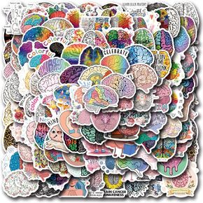 Colorful Brain Stickers Decals[120Pack], Brain Aesthetic Vinyl Stickers Decals for Laptop Water Bottle Bumper Luggage Computer Skateboard. Gift for Kids Girls Teens