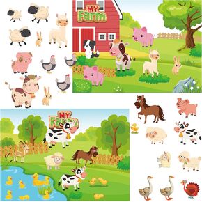 24 Sheets Farm Animals Stickers Party Favors Waterproof Stickers for Kids Animal Cute Stickers Wall Decal Self Adhesive Sticker for Farm Theme Party Decor