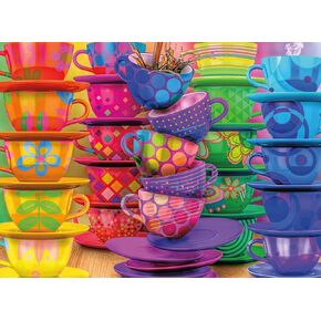 Ceaco – Rainbow Teacups - 300 Piece Jigsaw Space Saver Puzzle – Puzzles for Smaller Spaces and Surfaces