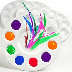 4pcs Art Paint Tray Palette Plastic Pallet for Kids or Pupils to Painting, DIY Craft,Play Party at Home, Kindergarten or School