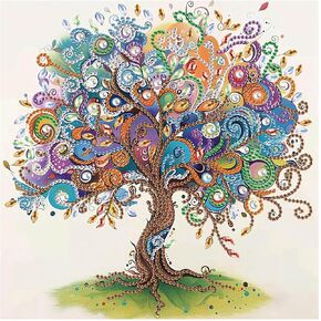 Sanjee 5D Special Shape Diamond Art Kits for Beginners, Tree Diamond Painting Kits for Adults, Crystal Rhinestones Diamond Painting for Home Wall Decoration Gift, 12×12inch