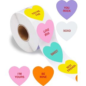 500 PCS Heart Stickers for Kids, Valentines Day Stickers Love Decorations Accessories Crafts Labels for Conversation Hearts Valentines Candy Classrooms Cards Envelopes Boxes