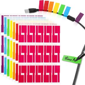 210 PCS Cable Labels - 7 Bright Colors Waterproof Cord Labels, Self Adhesive Wire Tags for Cable Management, Writable Printable Tear-Resistant Cord Tags for Laser Printer and Handwriting