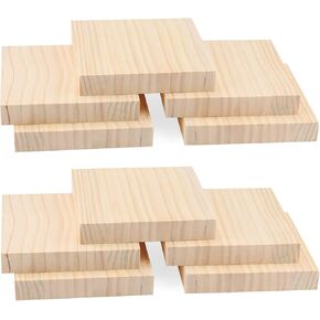 LEXININ 10 PCS 6 x 6 x 1 Inch Wood Carving Blocks, Natural Wooden Blocks, Unfinished Whittling Blocks for Crafts, DIY Projects, Carving