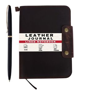 LEATHERVINES B5 Leather Journal - Large Refillable Notebook with Free Pen & Organizer Pockets - 160 Pages, Handmade Writing Diary for Professionals