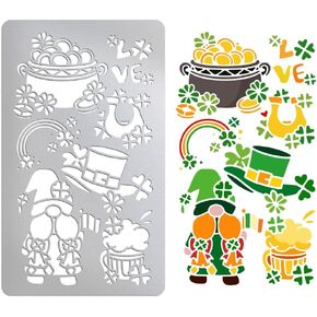 UNICRAFTALE About 1Pcs Holiday Stencils for Painting Irish Shamrock Stencils Metal Stencil Gnome Stencils Senpa Element Stainless Steel Stencils Template for Window Wall Holiday Decor