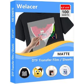 100 Sheets DTF Transfer Film Paper A4 Double Sided Thick Clear Pretreat Sheets, PET Heat Transfer Paper for Epson Inkjet Printer DTG Printer Direct Print On T Shirts Textile