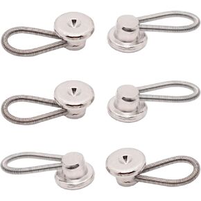OURUI Button Extender Collar Neck Metal Extender for Men Dress Shirts, 1/2 Inch Size Expansion for Coat Suits Pants, 6 Pack Silver