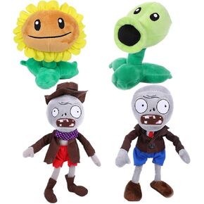 3 PCS PVZ Plant Plush Normal Sets Toys Sunflower, Green Pea, Gray Zombies, Brown Coat Toys Figure Doll, Great Gift for Christmas, Birthday New