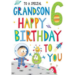 Regal Publishing Juvenile Birthday Card Age 6 Grandson - 9 x 6 inches -