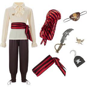 Kid Pirate Costume,Buccaneer Costume for Boy,Toddler Boy Halloween Pirate Costume with Accessories