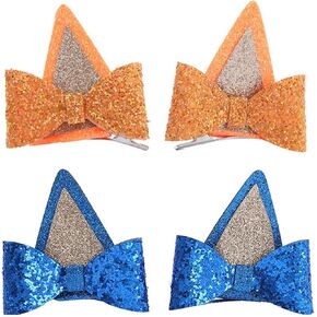 2 Pairs Dog Birthday Party Supplies,Blue Party Decorations,Kid, Boys and Girls Glitter Bows Halloween Costume Animal Cosplay Hair