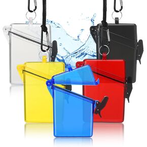 5 Pieces Waterproof Badge Holder Multicolour Waterproof ID Card Badge Holder Case Durable Waterproof ID Case with Lanyard and Keychain for Cards Credit Keys Coin Money Locker Dry Box, 5 Colors