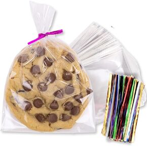 200 Pack Clear Cellophane Bags for Favors - Transparent Goodie for Birthday Party, 4x6 Inch with 5-Inch Twist Ties - Candy, Treat for Gift Giving