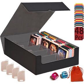 Abellee Trading Card Storage Box Card Deck Boxes, 4 Rows Card Storage Box for MTG Card Storage Trading Card Box Trading Card Storage 3000+ for Magic Cards Storage Box for MTG Storage Box (Gray)