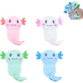 Axolotl Sensory Fidget Toy Valentine's Day Gifts Axolotl Party Favors Supplies Gifts Stress Relief Squeeze Gifts Salamander Stress Balls for Boys Girls(4 Pcs)