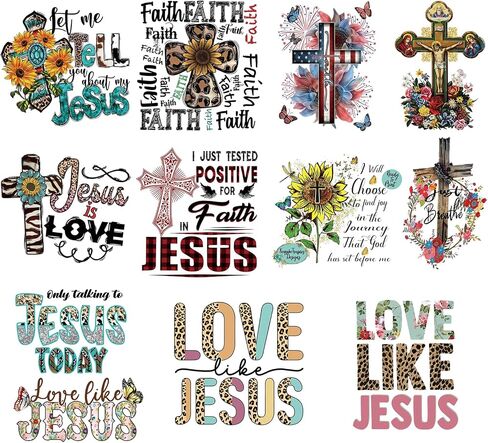 12PCS Small Size Cross Iron On Decals Thermal Transfer Stickers for Clothing Heat Press Decoration Appliqued Sublimation Patches Iron On Transfer Designs Heat Press Vinyl for Shirts in Saudi Arabia