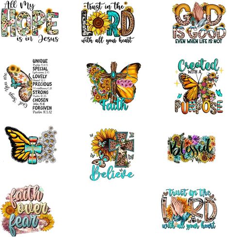 12PCS Small Size Cross Iron On Decals Thermal Transfer Stickers for Clothing Heat Press Decoration Appliqued Sublimation Patches Iron On Transfer Designs Heat Press Vinyl for Shirts in Kuwait