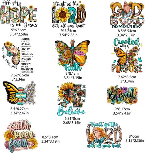 12PCS Small Size Cross Iron On Decals Thermal Transfer Stickers for Clothing Heat Press Decoration Appliqued Sublimation Patches Iron On Transfer Designs Heat Press Vinyl for Shirts in Kuwait