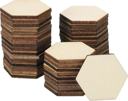 PATIKIL 30mm Wood Pieces, 100 Pack Unfinished Hexagonal Wood Shapes Blank Wooden Cutouts Ornaments Natural for Christmas Party Craft Projects in Saudi Arabia