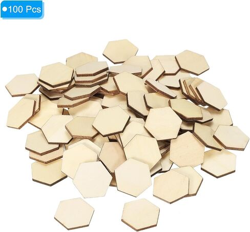 PATIKIL 30mm Wood Pieces, 100 Pack Unfinished Hexagonal Wood Shapes Blank Wooden Cutouts Ornaments Natural for Christmas Party Craft Projects in Saudi Arabia
