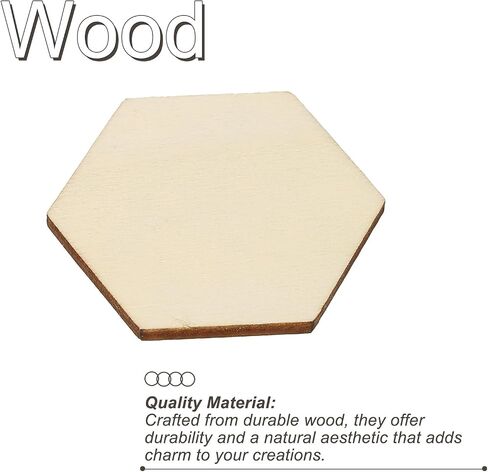 PATIKIL 30mm Wood Pieces, 100 Pack Unfinished Hexagonal Wood Shapes Blank Wooden Cutouts Ornaments Natural for Christmas Party Craft Projects in Saudi Arabia