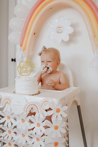 MYAMPED Hello Baby Cake Topper - Glitter Golden Baby Birthday Cake Decorating Supplies, Perfect for Baby Shower Favors, Baby Gender Reveal, Baby Birthday Party or Baby Photo Booth Props in Kuwait