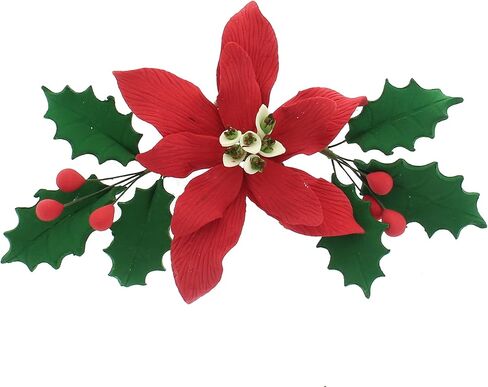Global Sugar Art Poinsettia Fancy Sugar Cake Flowers, Red, Small, 3 Count by Chef Alan Tetreault. Perfect for Christmas Cake Decorations, Yule Logs, Gingerbread Houses, and more. in Kuwait