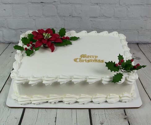 Global Sugar Art Poinsettia Fancy Sugar Cake Flowers, Red, Small, 3 Count by Chef Alan Tetreault. Perfect for Christmas Cake Decorations, Yule Logs, Gingerbread Houses, and more. in Kuwait