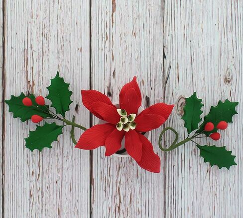 Global Sugar Art Poinsettia Fancy Sugar Cake Flowers, Red, Small, 3 Count by Chef Alan Tetreault. Perfect for Christmas Cake Decorations, Yule Logs, Gingerbread Houses, and more. in Kuwait