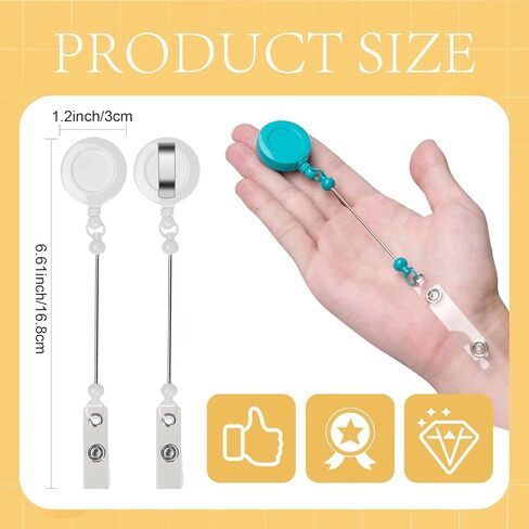 30 Pcs Beadable DIY Badge Holder Set Heavy Duty Retractable Keychain Badge Reel Clips ID Name Badge Clip with Belt Clip Blank Jewelry DIY Gift for Office Worker Doctor Nurse Employee Supplies in Kuwait