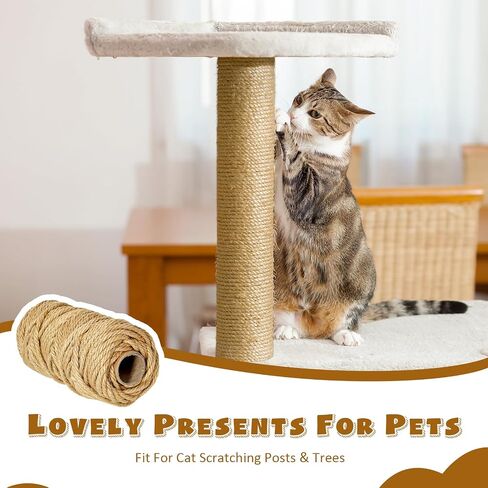 164 قدم/50 م حبل سيسال لخدش القط ، و 1/4 بوصة/6 مم من خيوط سميكة للقط خدش Cat Post Tree Projects DIY Craft ، حبل Jute مع 4 ألوان عشوائية Cat Toys in Kuwait