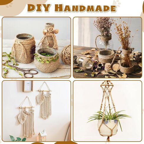 164 قدم/50 م حبل سيسال لخدش القط ، و 1/4 بوصة/6 مم من خيوط سميكة للقط خدش Cat Post Tree Projects DIY Craft ، حبل Jute مع 4 ألوان عشوائية Cat Toys in Kuwait