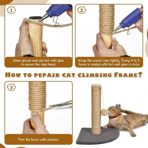 164 قدم/50 م حبل سيسال لخدش القط ، و 1/4 بوصة/6 مم من خيوط سميكة للقط خدش Cat Post Tree Projects DIY Craft ، حبل Jute مع 4 ألوان عشوائية Cat Toys in Kuwait