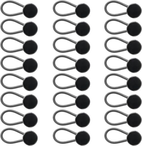SEMETALL 24PCS تمديدات طوق ، يضيف 1 في فور ، موسعات رقبة بزر مرنة لزجاجات سروال البنطلون تفضل (أسود) in Kuwait