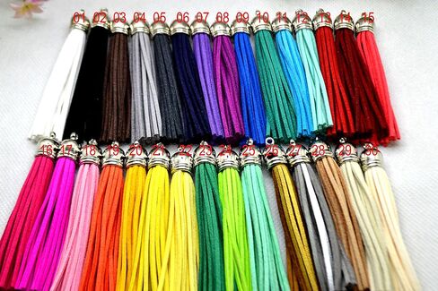 PAMIR TONG 30pcs Faux Leather Tassel For Keychain with Silver Caps Faux Suede Tassel Charm for Lanyard Straps DIY Tassel Charms for Rubber Beads Keychain-Jewelry Making-Handbags-Purse Decorations in Kuwait