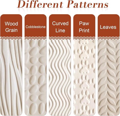 Lzttyee Set of 10 Wooden Handle Pottery Tools Clay Modeling Pattern Rollers Kit Brown (Set of 10) in Saudi Arabia