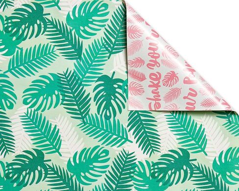 American Greetings Reversible Wrapping Paper for Graduation, Birthdays and All Occasions, Flamingo, Palms and Sloths (3 Rolls, 120 sq. ft.) in Saudi Arabia