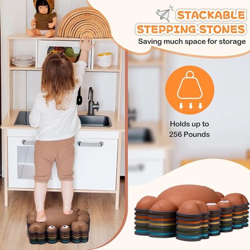 Balance Stepping Stones for Kids, Non-Slip Jumping Step Stones, Toddler Floor River Stones Balance Blocks for Kids Coordination Motor Skills, Indoor & Outdoor Play Sensory Toys in Kuwait