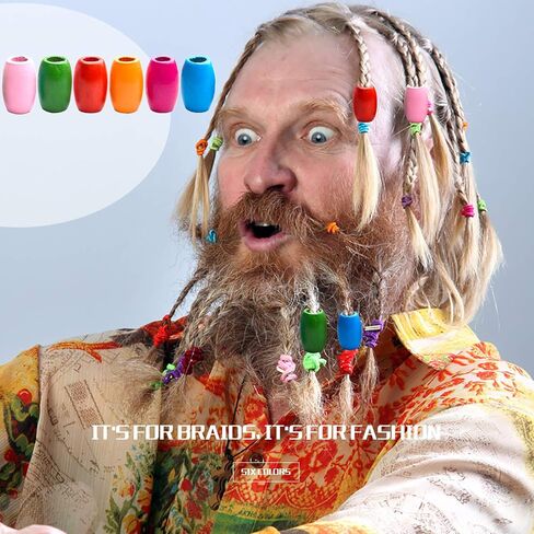 Wooden Oval Beads, 30 Pcs - Colorful, Large Hole, Tube & Barrel Shapes - DIY Bracelet & Necklace Craft in Kuwait