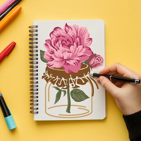MAYJOYDIY 2Pcs Mason Jar Flowers Stencils for Painting 11.8×11.8inch with Paint Brush Reusable Vase Branches Butterfly Stencils Templates for Wood Wall Window DIY Craft Home Decor in Saudi Arabia