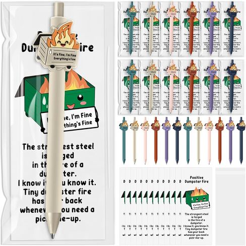 60 Sets Dumpster Fire Gifts Funny Ballpoint Pens and Bookmarks Employee Emotional Support Appreciation Gifts Bulk for Office Coworkers Staff Team in Saudi Arabia