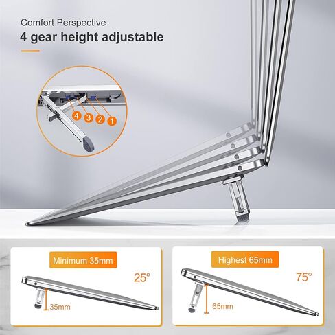 Laptop Risers for Desk, 4 Adjustable Heights Laptop Stand, Keyboard Riser, Ergonomic Laptops Feet for Desk, Compatible with MacBook Air Pro, with Dell, with HP, More 10-15.6" Laptops in Saudi Arabia
