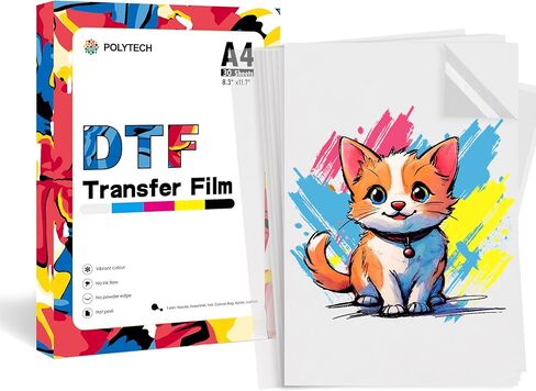 Polytech DTF Transfer Film-A3 ، 60 ورقة ، 11x17 '' ، ورق حرارة الأليف ، ورقة نقل الحرارة الساخنة غير اللامعة ، مباشرة إلى فيلم Epson Printer ET-8550 ، ET8500 ، XP15000 ، L1800 ، لنقل تي شيرت DIY in Kuwait