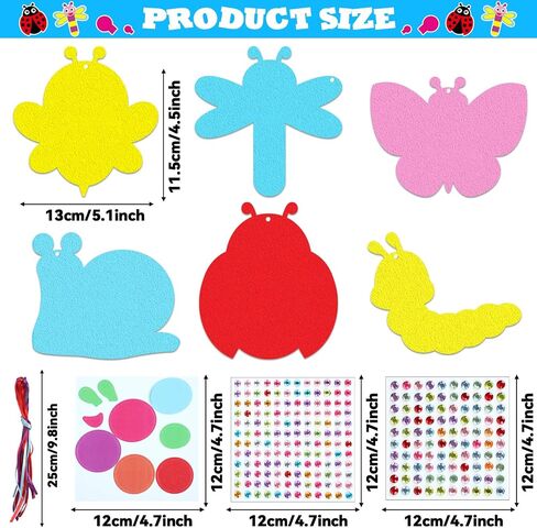Qyeahkj 412pcs Summer Foam Sticker Crafts Kit for Kids 24 Sets Spring Bug Foam Paper Arts Gifts with Magnet Spring Craft Project for Toddler Preschool for Insect Birthday Party Favor Supplies in Saudi Arabia