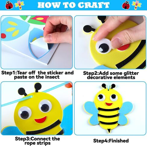 Qyeahkj 412pcs Summer Foam Sticker Crafts Kit for Kids 24 Sets Spring Bug Foam Paper Arts Gifts with Magnet Spring Craft Project for Toddler Preschool for Insect Birthday Party Favor Supplies in Saudi Arabia