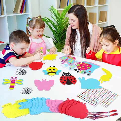 Qyeahkj 412pcs Summer Foam Sticker Crafts Kit for Kids 24 Sets Spring Bug Foam Paper Arts Gifts with Magnet Spring Craft Project for Toddler Preschool for Insect Birthday Party Favor Supplies in Saudi Arabia